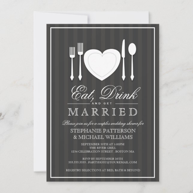 Bebida y confitarse de parejas casadas Invitación  (Anverso)