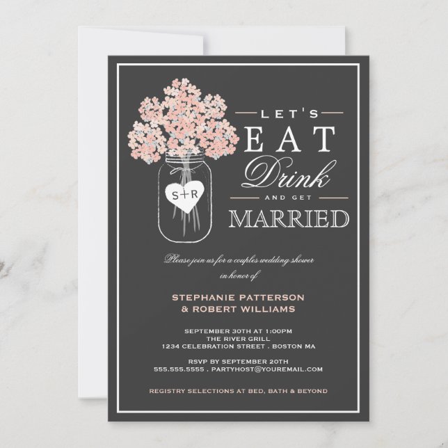 Bebida y confitarse de parejas casadas Invitación  (Anverso)