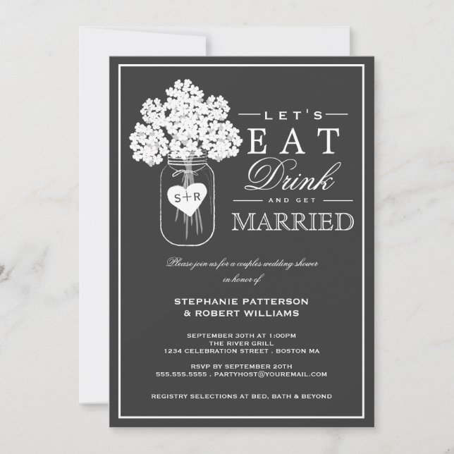 Bebida y confitarse de parejas casadas Invitación  (Anverso)