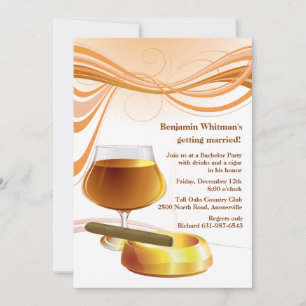 Bebida y una invitación a una fiesta de licenciatu