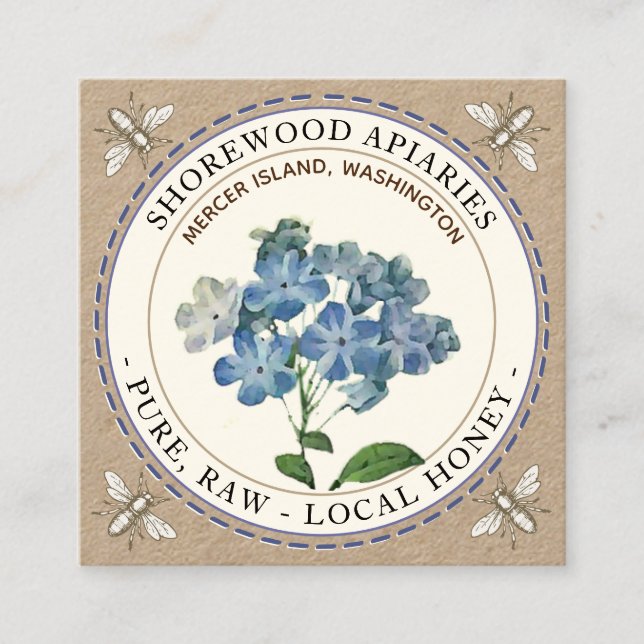 Bebidas Blue Summer Flower Honey Kraft Tarjeta de  (Anverso)