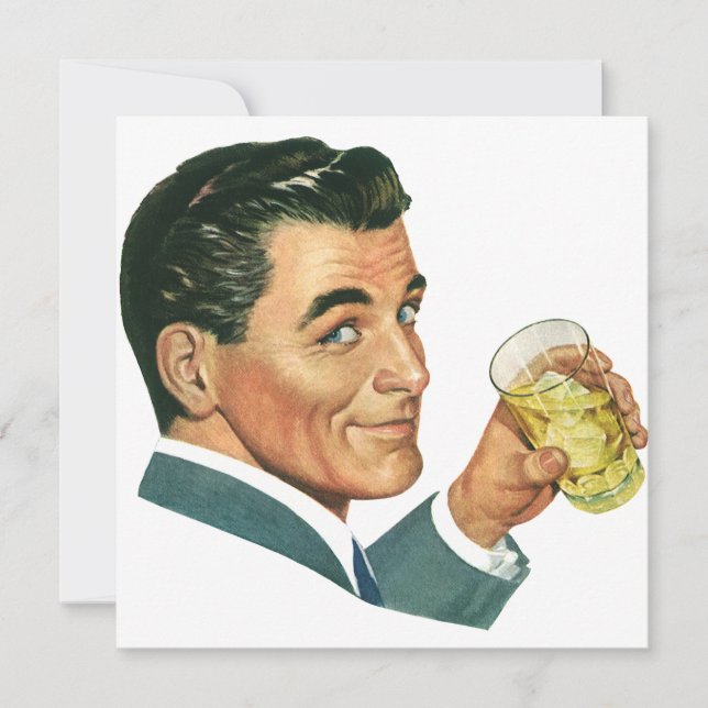 Bebidas Cócteles Vintage, Invitación para Hombres  (Anverso)