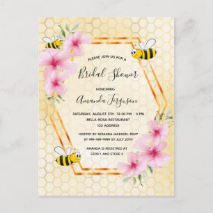 Bebidas con ducha de novia invitación floral rosa