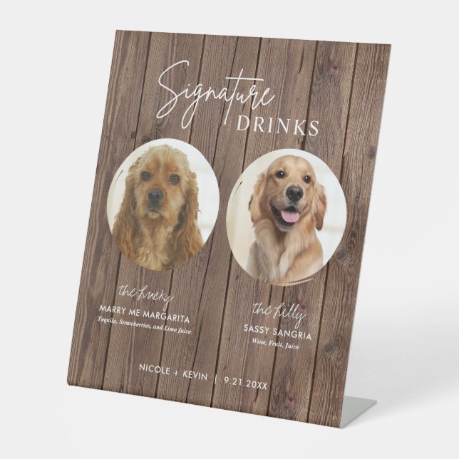 Bebidas con el Sello de Perro Señal de Bar de Boda (Anverso)
