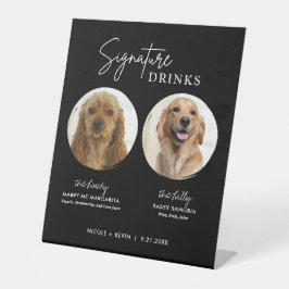 Bebidas con el sello de perro Señal de boda negra