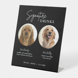 Bebidas con el sello de perro Señal de boda negra 
