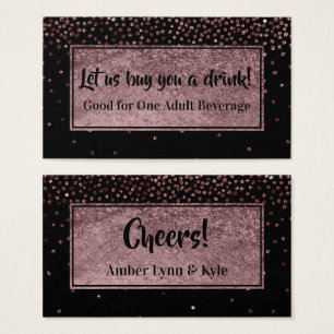 Bebidas con faux Rosa Gold Confetti y negro
