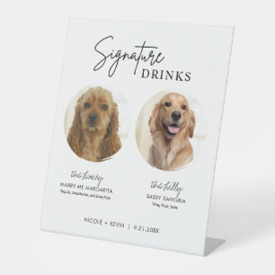Bebidas con firma de perro Señal de barra de boda