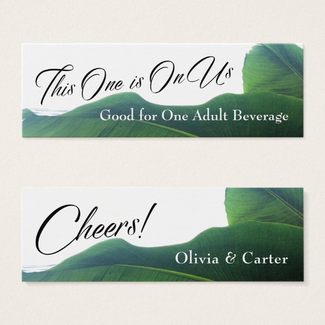 Bebidas con hojas tropicales de plátano verde (Anverso y reverso)