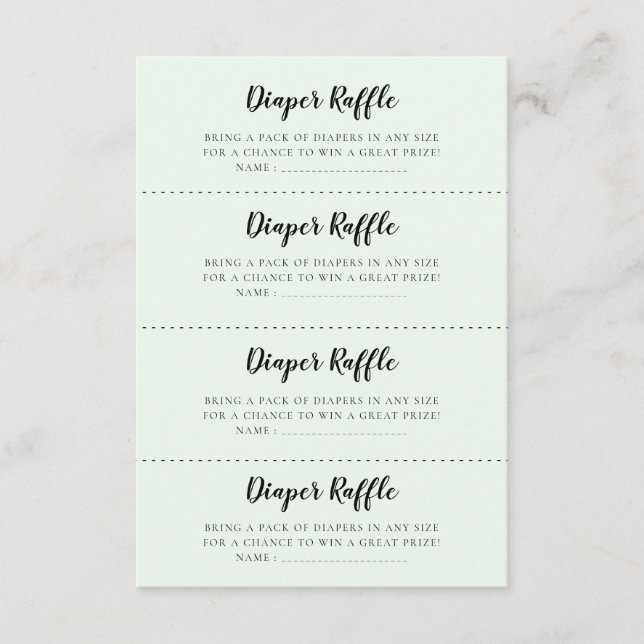 Bebidas cortas Bebé ducha Diaper Raffle tarjeta de (Anverso)