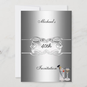 Bebidas e invitaciones de fiesta de plata