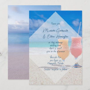 Bebidas en la invitación a la boda costera en Beac
