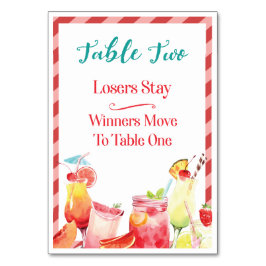 Bebidas en verano Tarjeta de mesa Dos Bunco