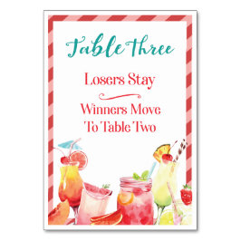 Bebidas en verano Tarjeta de mesa Tres Bunco