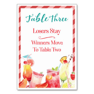 Bebidas en verano Tarjeta de mesa Tres Bunco