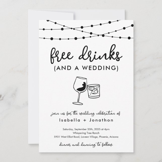 Bebidas gratis divertidas y una invitación a la bo (Anverso)