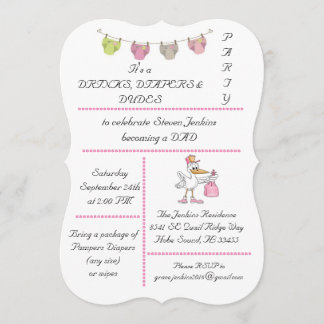 Bebidas, pañales y dudes - Invitación