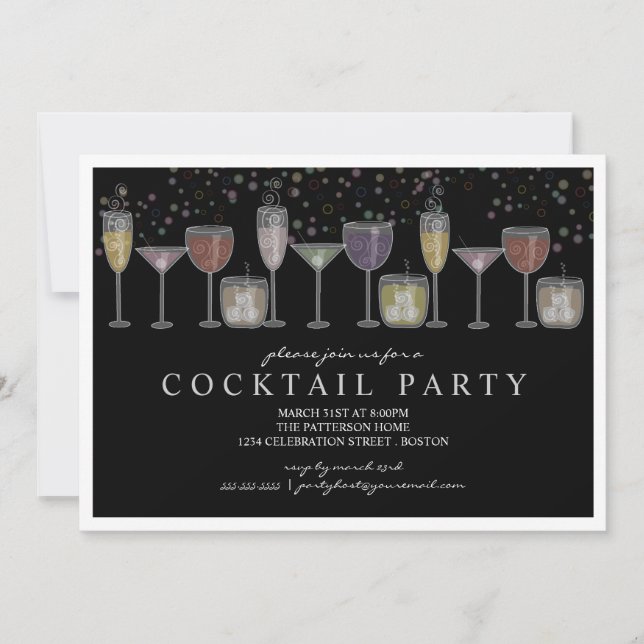 Bebidas retro y cócteles de burbujas Invitación a  (Anverso)