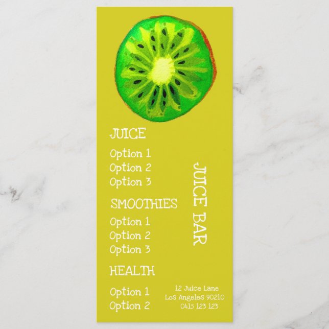 Bebidas saludables de jugos menú de fruta Kiwi (Anverso)