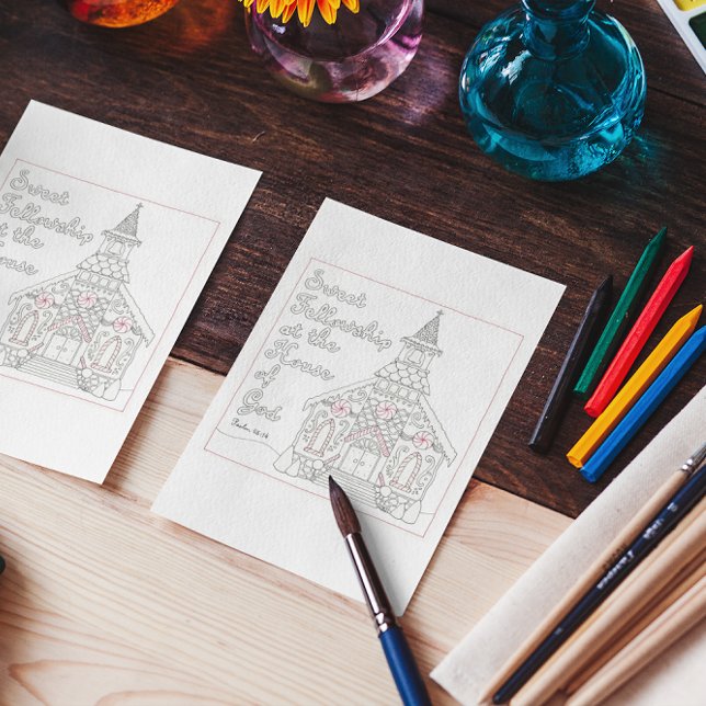 Beca dulce Gingerbread Church Coloring Card (Subido por el creador)