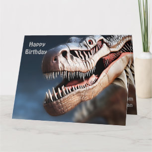 Becario de felicitación T-rexs, tarjeta de cumplea