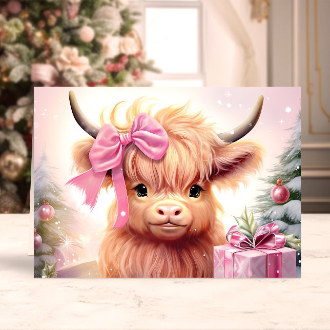 Becerro de las Tierras Altas con Lazo Rosa Navidad (Subido por el creador)