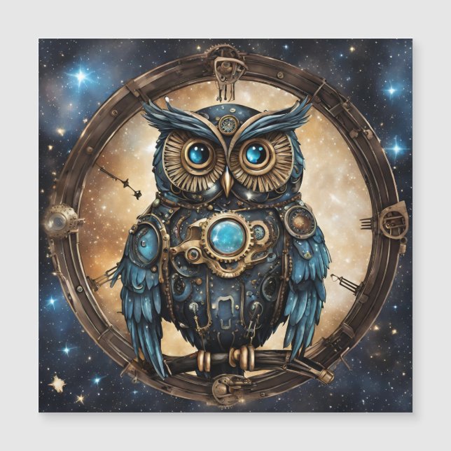 Bechuza Steampunk contra el cielo galáctico (Anverso)