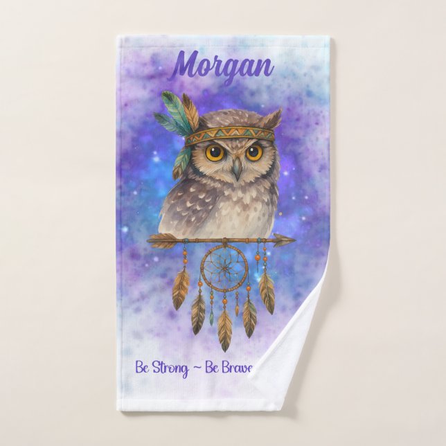 Bechuza Tribal - Sé fuerte, valiente, sé amable y  (Toalla de mano)