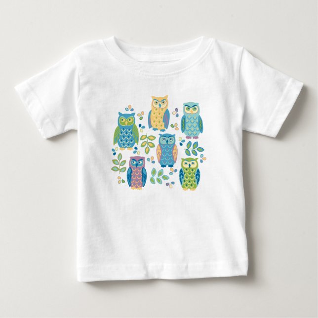Bechuzas coloridas, pequeña camiseta (Anverso)