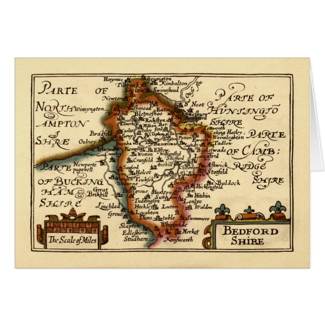 Bedfordshire County England Mapa anticuario antigu (Anverso (Horizontal))
