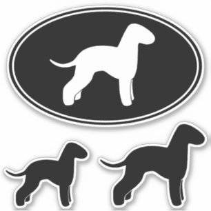 Bedlington Terrier Dog Silhouettes Pegatina Set