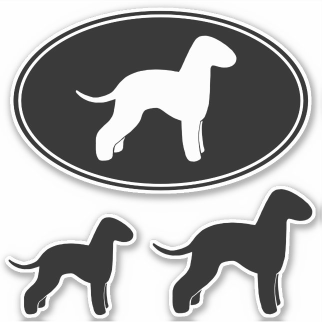 Bedlington Terrier Dog Silhouettes Pegatina Set (Anverso)