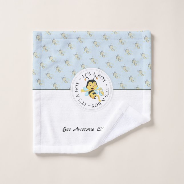 Bee Awesome Baby Boy | Monograma personalizado (Toallita)