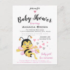 Bee Awesome Baby Girl Shower Invitación |