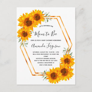 Bee Baby ducha girasoles rosa invitación al oro