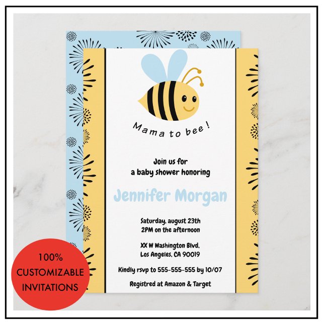 Bee baby ducha invitaciones mamá a ser Bumblebee (Bee baby shower invitations Mommy to bee Bumblebee)