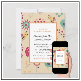 Bee baby ducha invitaciones mami a ser floral