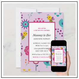 Bee baby ducha invitaciones mami a ser floral