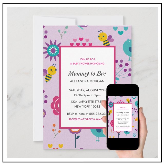 Bee baby ducha invitaciones mami a ser floral (Subido por el creador)