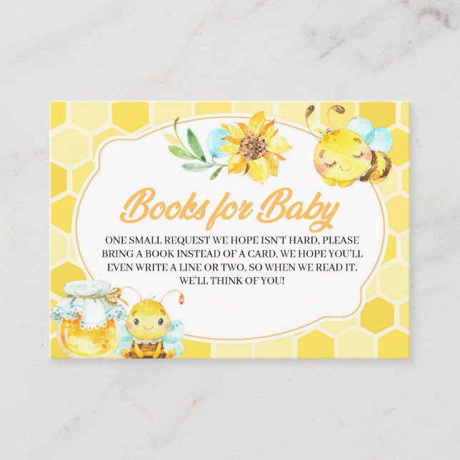 Bee Baby Shower Books Para Tarjeta De Alojamiento  (Anverso)