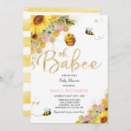 Bee Baby Shower Invitación Floral Babee Ducha