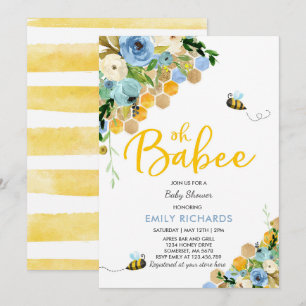 Bee Baby Shower Invitación Floral Babee Ducha