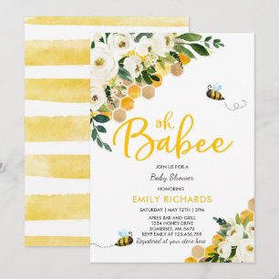 Bee Baby Shower Invitación Floral Babee Ducha