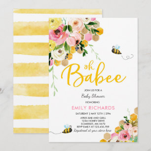 Bee Baby Shower Invitación Floral Babee Ducha