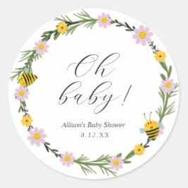 Bee Baby Shower Round Pegatina