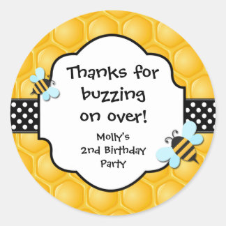 Bee Birthday Party Favor Pegatinas