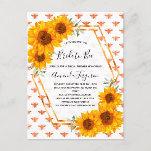 Bee Bridal ducha girasoles rosa invitación al oro
