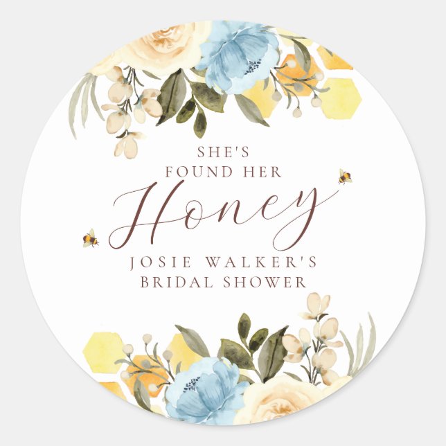 Bee Bridal Shower Classic Round Pegatina (Anverso)