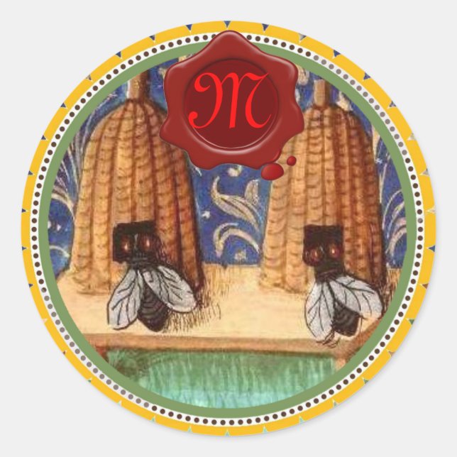 BEE DE MIEL, MONOGRAMA DE SELLO DE CERCA ROJA (Anverso)