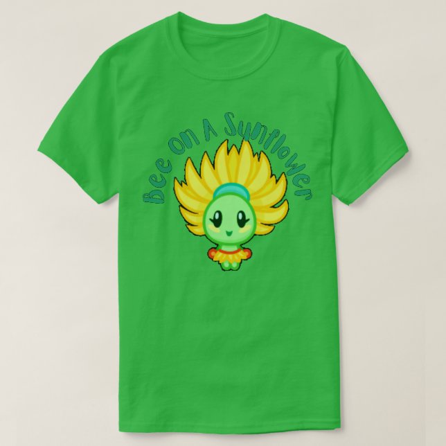 Bee En Una Camiseta Fresca De Girasol (Diseño del anverso)